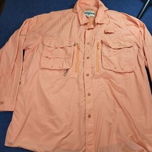 Cabelas Guidewear GXII Fishing Shirt Mens 2XL Peach UPF 40 Vented Long Sleeve